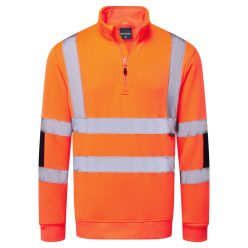 B314ORR4XL Portwest Hi-Vis cipzáras kötött pulóver