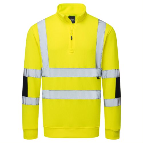 B314YERXXL Portwest Hi-Vis cipzáras kötött pulóver
