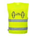 CV74YERL/XL Portwest Távolságtartásra figyelmeztető jól láthatósági mellény 1,5 m