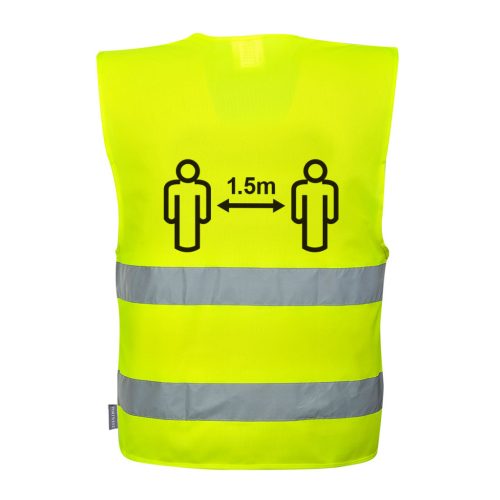 CV74YERL-XL Portwest Távolságtartásra figyelmeztető jól láthatósági mellény 1,5 m