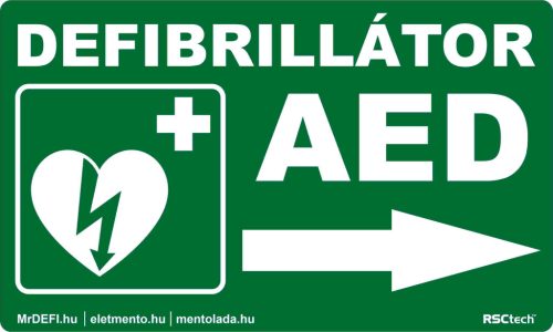 DEFIBRILLÁTOR IRÁNYÍTÓ TÁBLA - JOBB