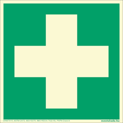 Elsősegélynyújtó hely tábla - 100x100 - utánvilágító