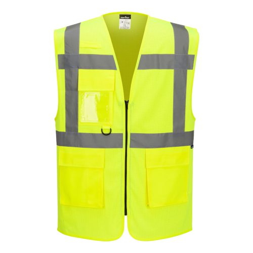 ES376YER4XL Portwest ES1 Essential Hi-Vis Mesh cipzáras vezetői mellény