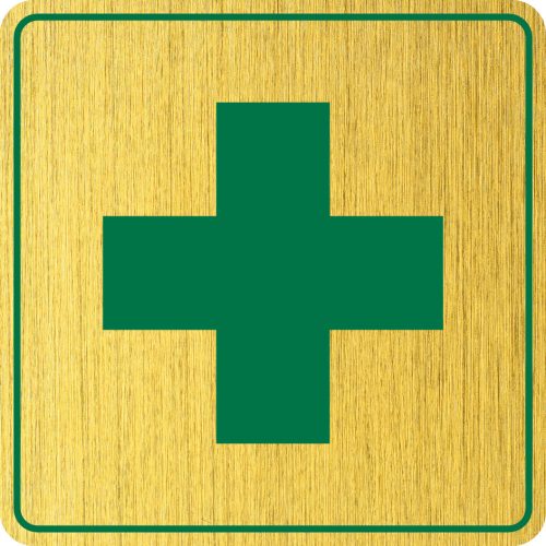 ELSŐSEGÉLY JELÖLŐ TÁBLA 200x200 - EXKLUZÍV - ARANY-ZÖLD