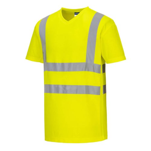 S179YER4XL Portwest V-nyakú pólóing hálós panelekkel