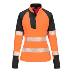 T173OBRL Portwest PW3 Hi-Vis női 1/4 cipzáras pulóver