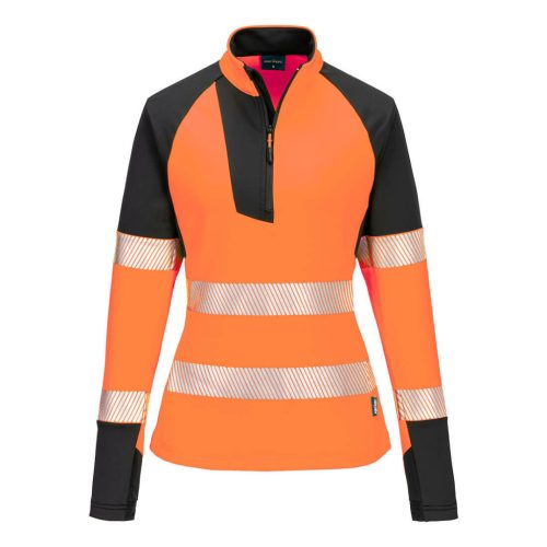 T173OBRXS Portwest PW3 Hi-Vis női 1/4 cipzáras pulóver